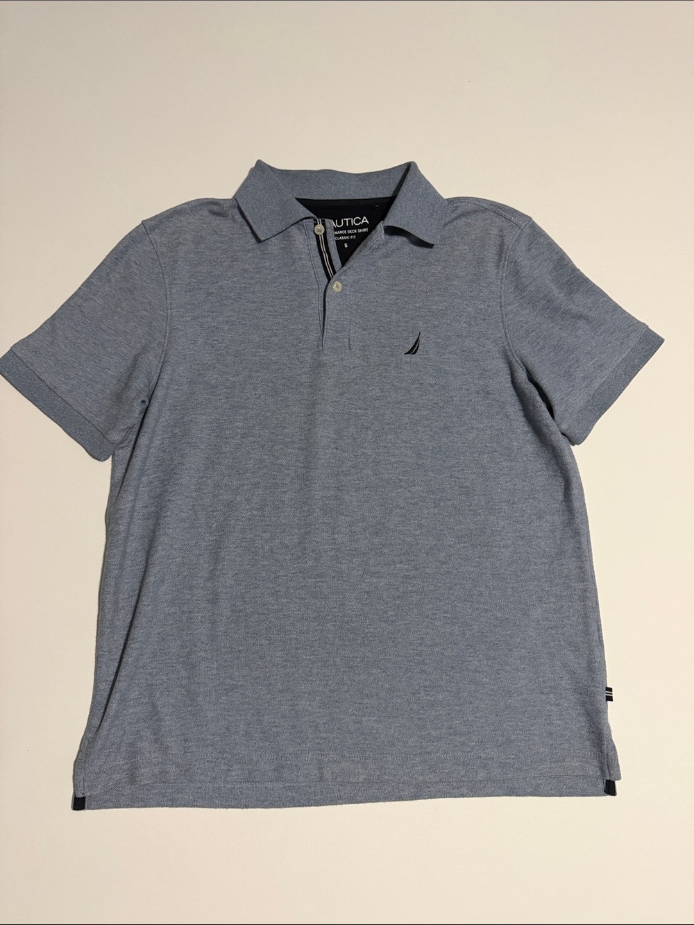 Nautica Men’s Heather Slate Blue Polo Shirt - S